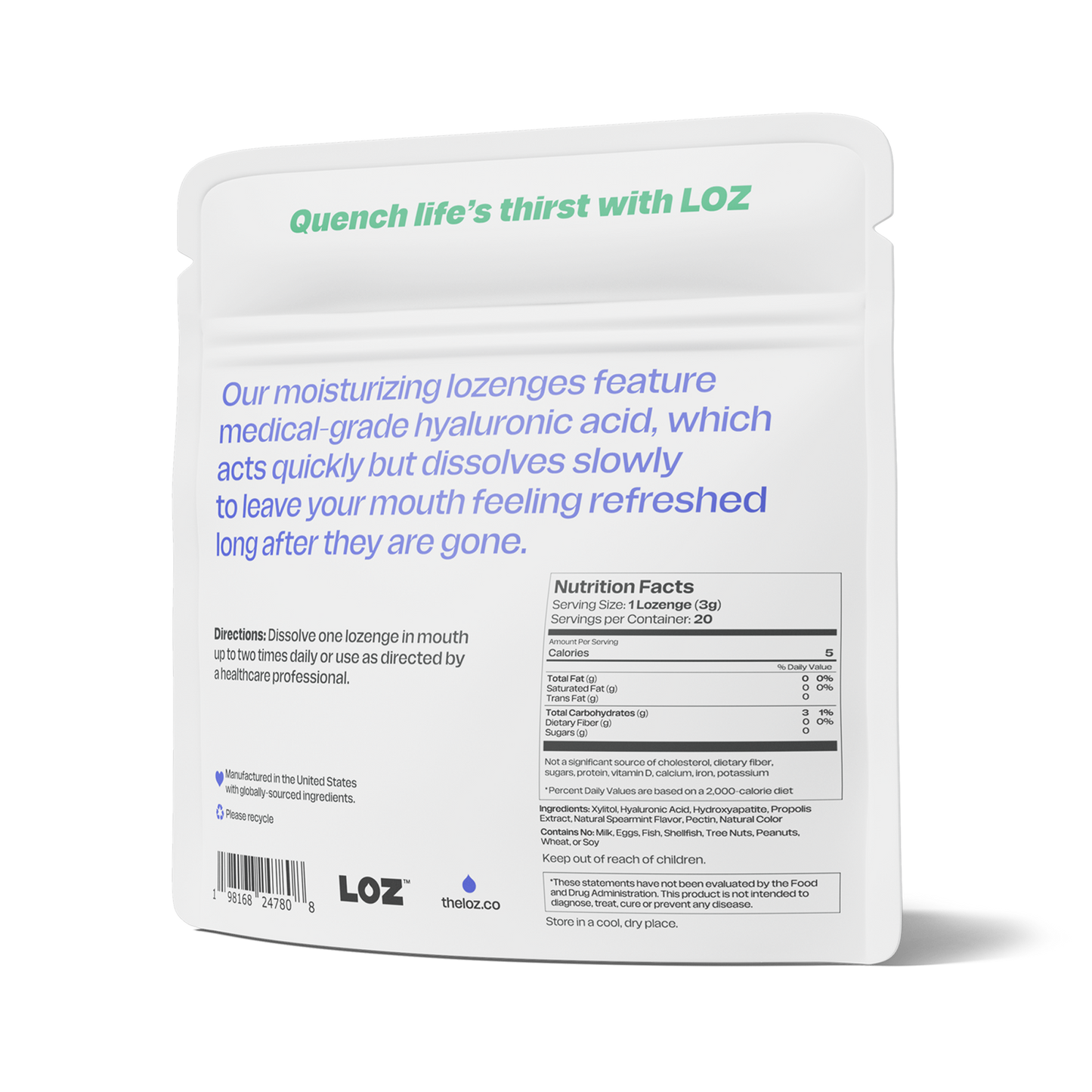 Moisturizing Mint Lozenges - Backside